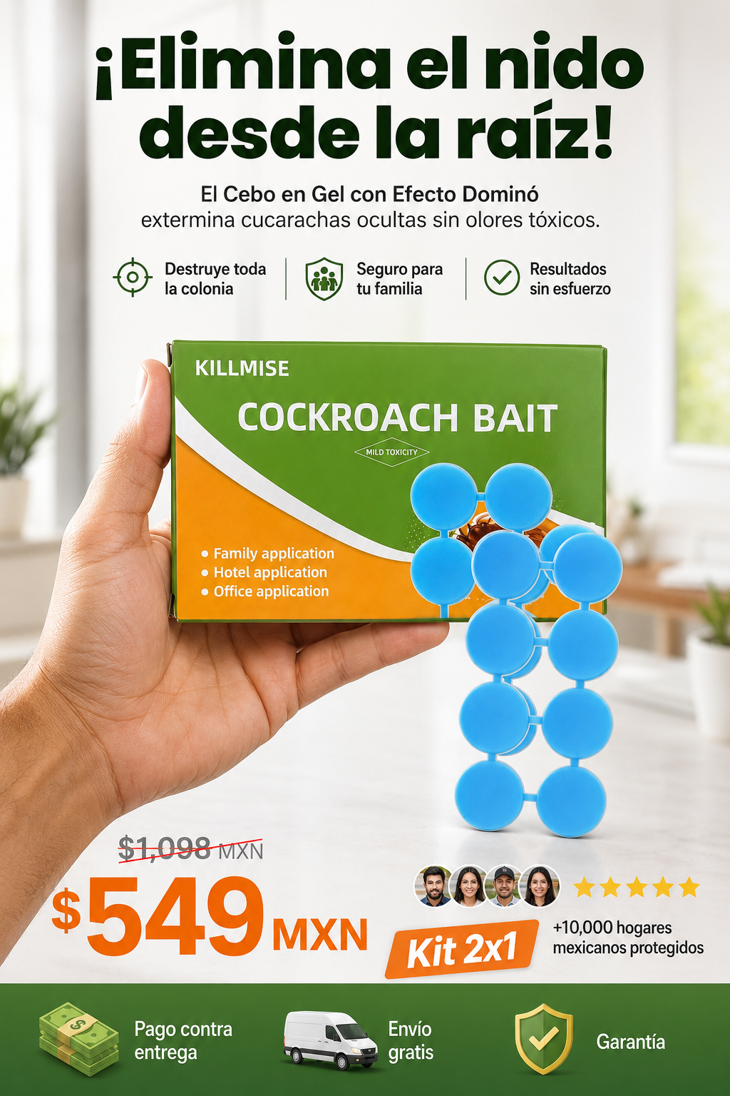 Mata Cucarachas de Raíz- Cebo en Gel de Efecto Dominó