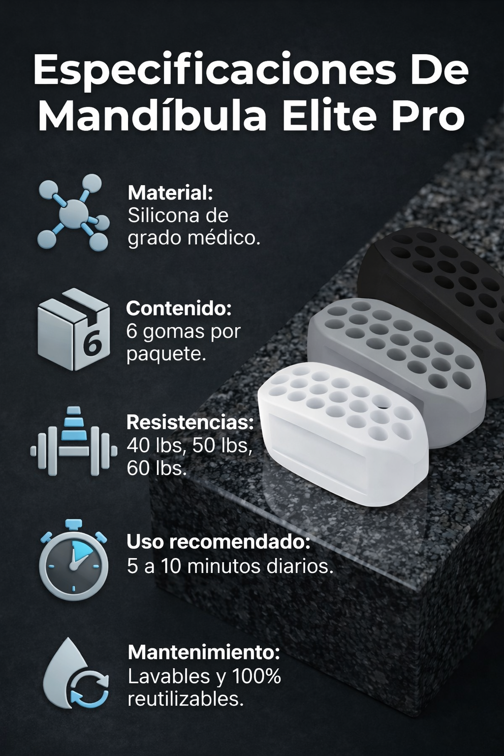 Ejercitador de Mandibula 6 pcs