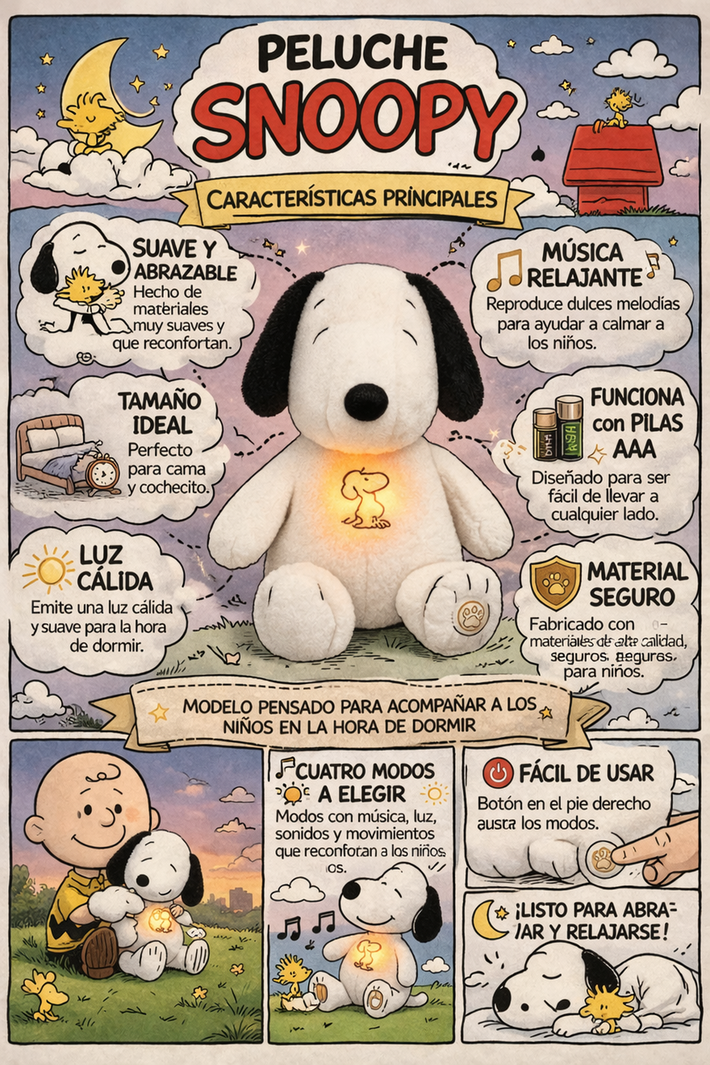 Peluche Snoopy Respiracion Antiestres