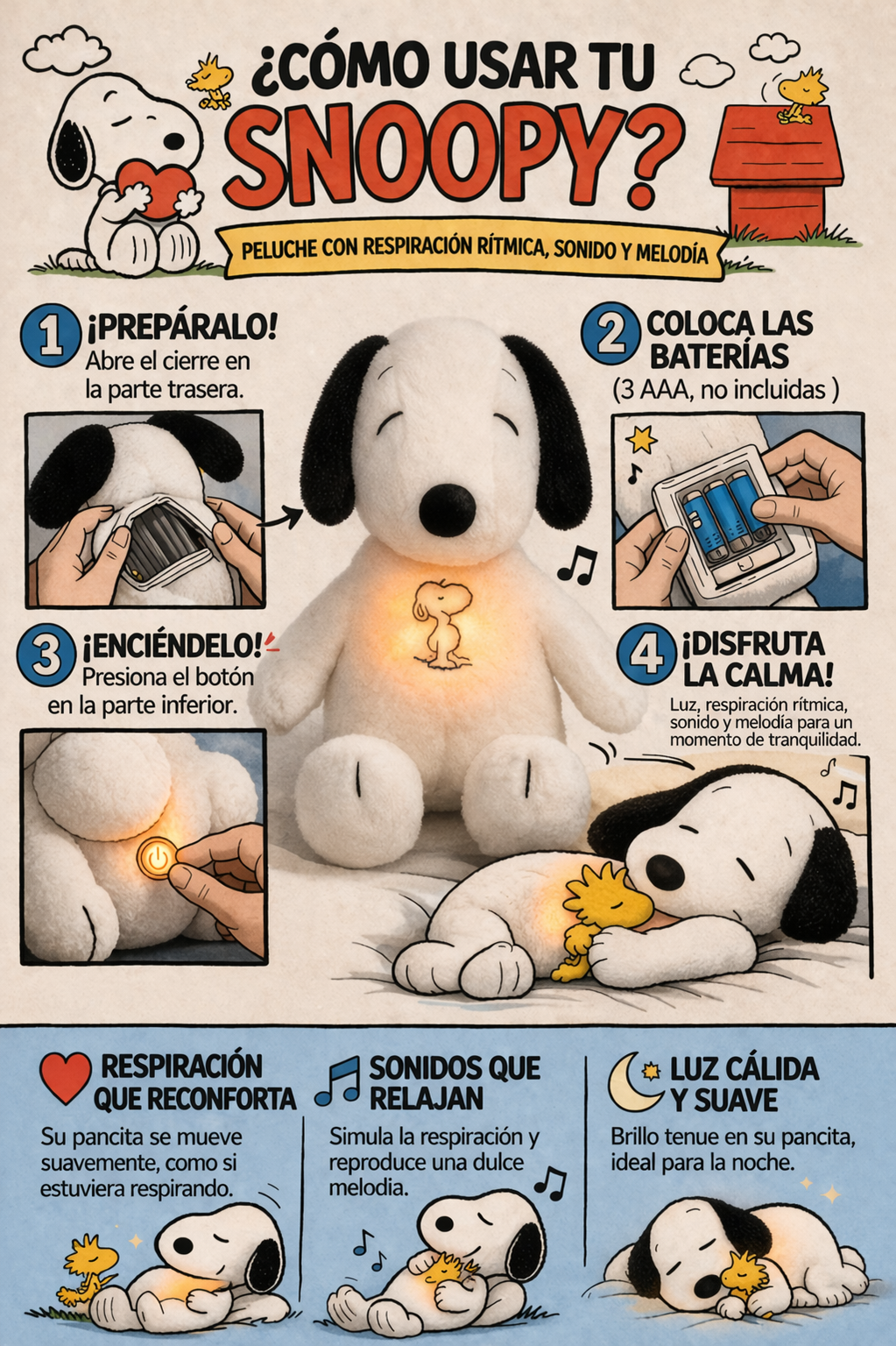 Peluche Snoopy Respiracion Antiestres