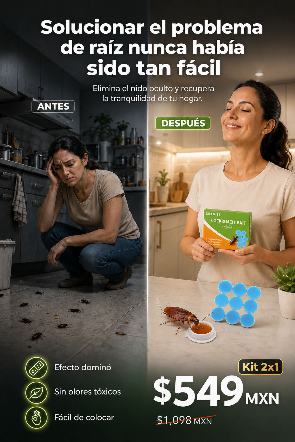 Mata Cucarachas de Raíz- Cebo en Gel de Efecto Dominó