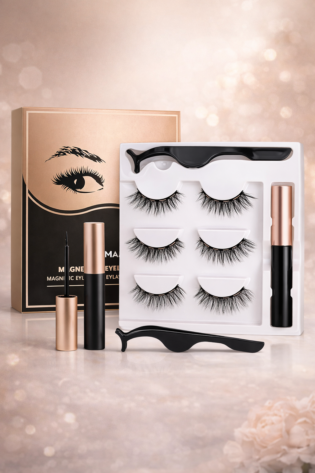 Pestañas Magnéticas y Delineador Beauty Pro