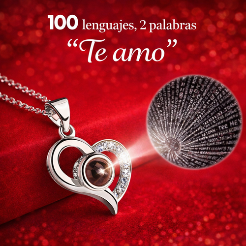 Rosa Eterna Collar Te Amo en 100 Idiomas - Amor que Perdura