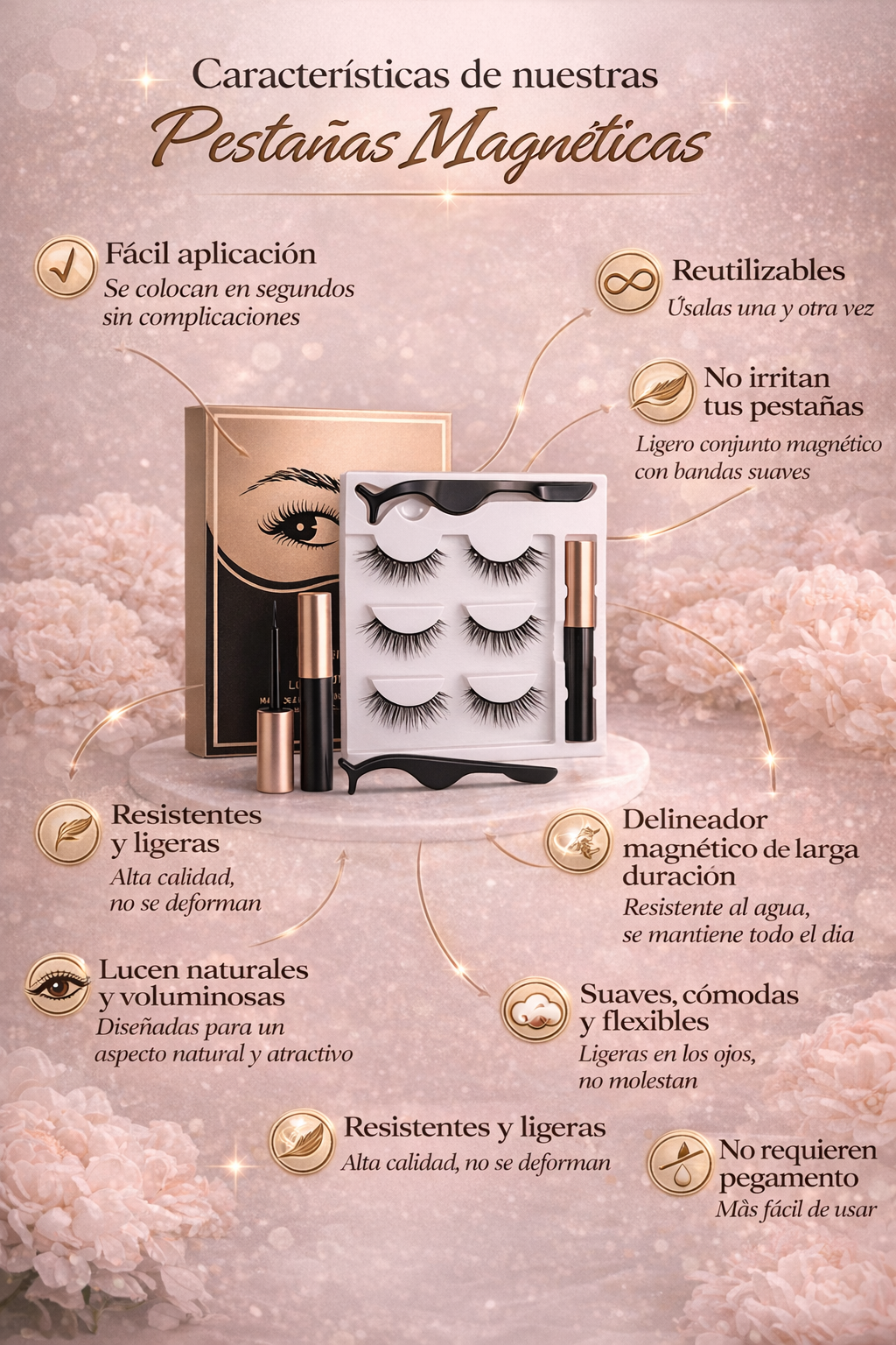 Pestañas Magnéticas y Delineador Beauty Pro