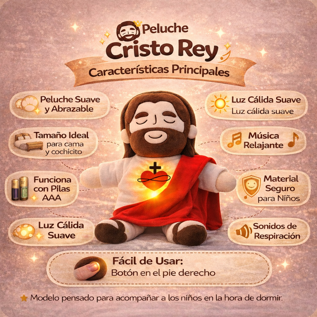 Peluche Jesús - Peluche con Luz, Respiración Rítmica y Melodía