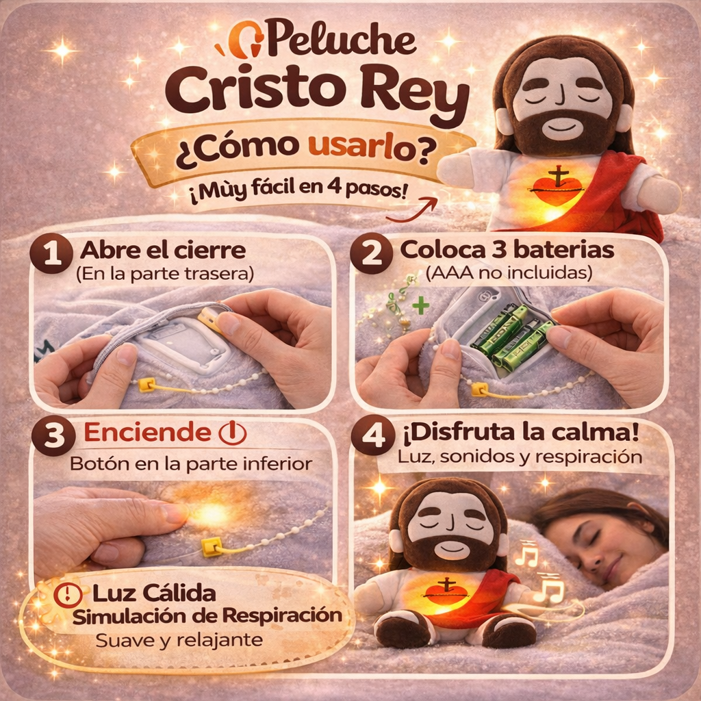 Peluche Jesús - Peluche con Luz, Respiración Rítmica y Melodía