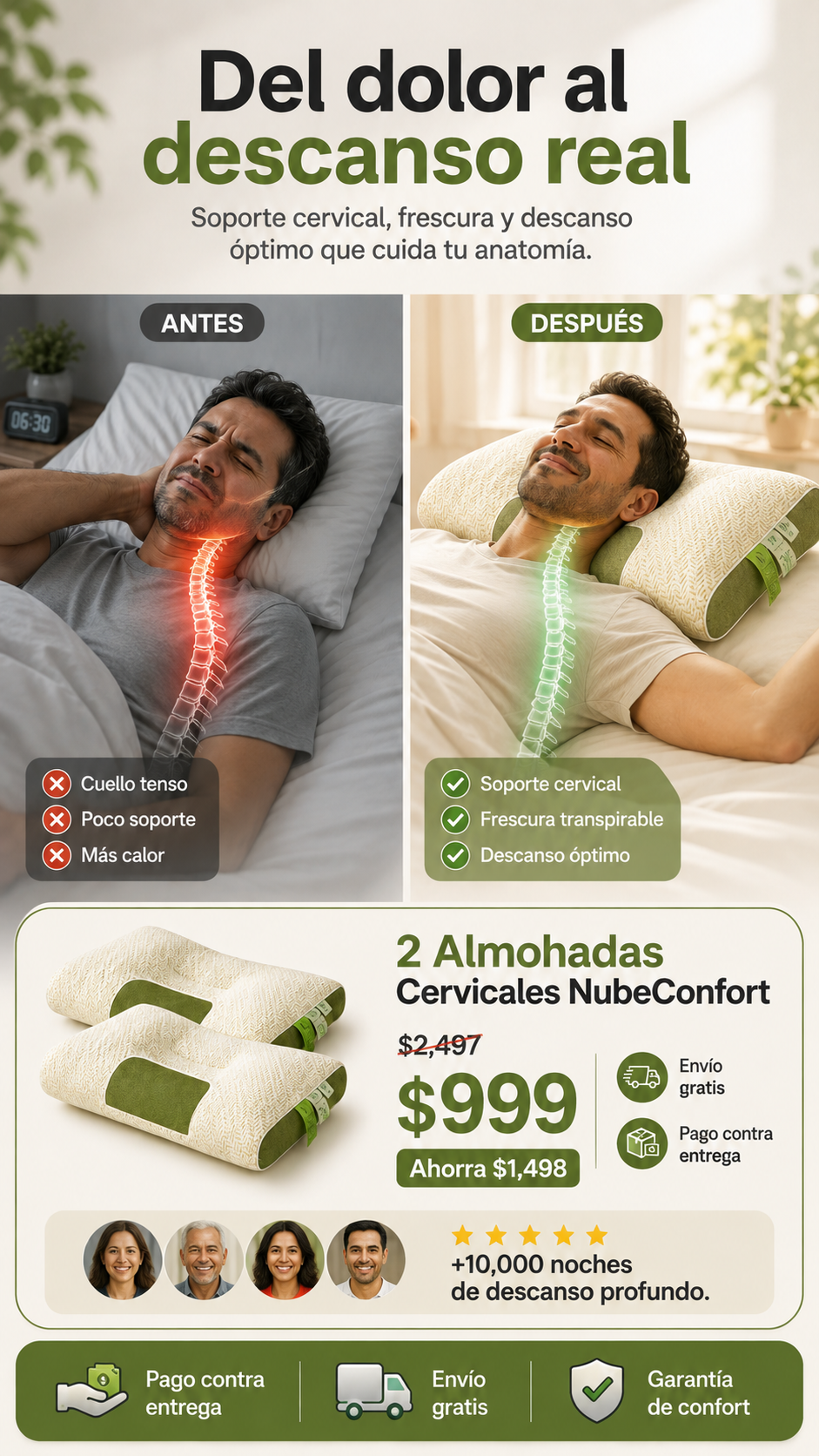 Pack 2 Almohadas Cervicales NubeConfort™