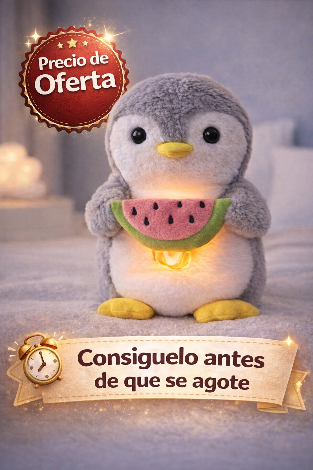 PingüiAmigo - Peluche Terapéutico con Luz, Respiración Rítmica y Melodía