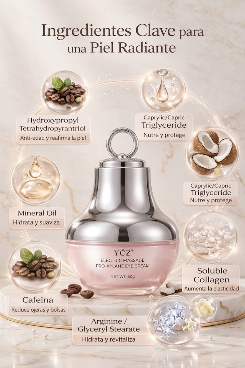 YCZ – Crema de Ojos con Masajeador LED y Efecto Lifting