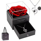 Rosa Eterna Collar Te Amo en 100 Idiomas - Amor que Perdura